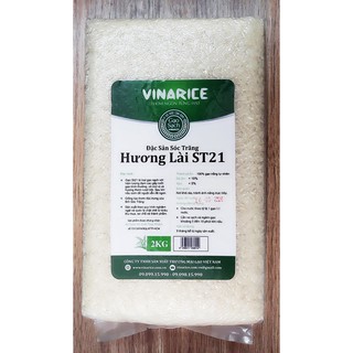 Gạo Đặc Sản Sóc Trăng - Hương Lài ST21 - túi ép 2kg - hạt thon nhỏ dẻo mềm ngọt thơm cơm