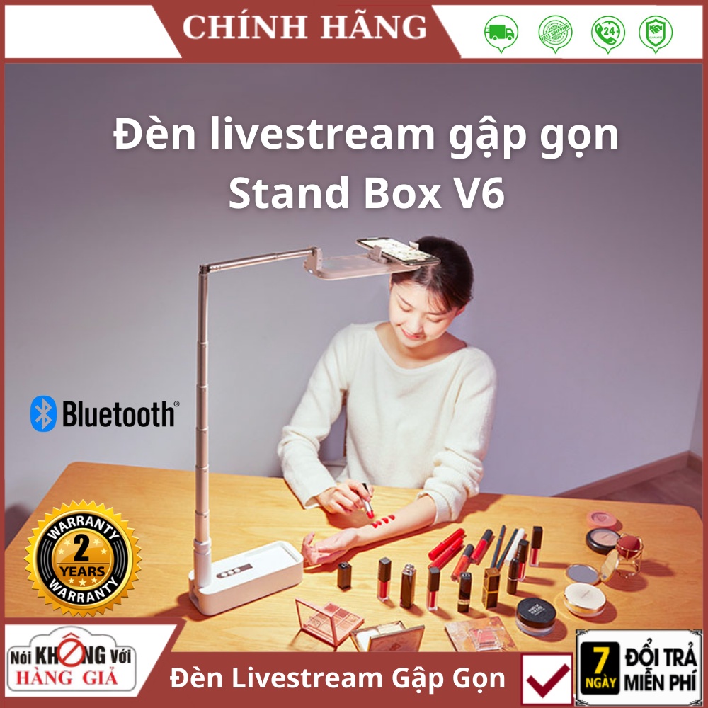 Đèn Livestream Để Bàn Standbox V6 - điều khiển chụp ảnh từ xa có tay đỡ nằm ngang gập gọn đa năng xoay 360 độ