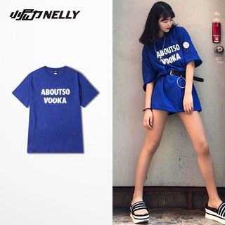 Wella 💕NELLY Women T-Shirt COTTON Short Sleeve with lettering - Korean style