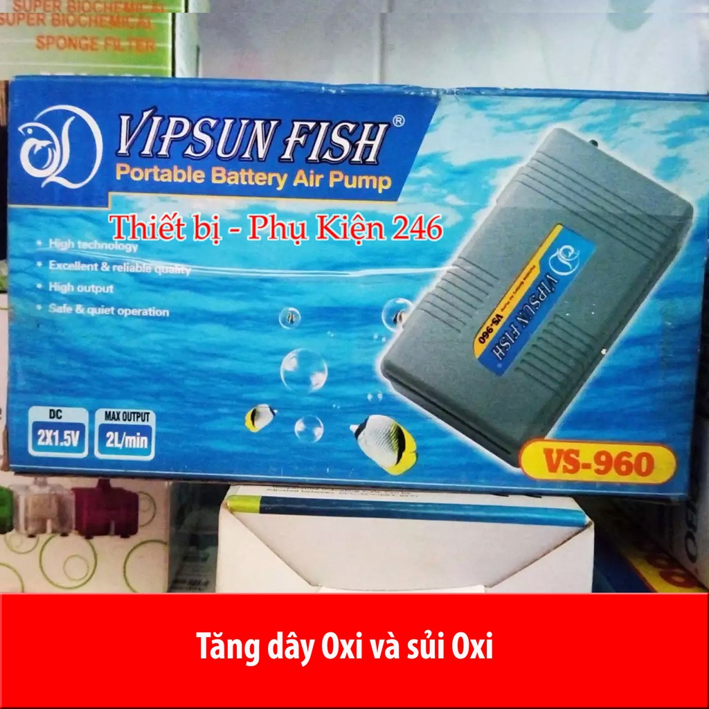 Máy sủi oxy VIPVS-960 sử dụng pin (Tặng kèm dây oxi và viên sủi oxi + pin)