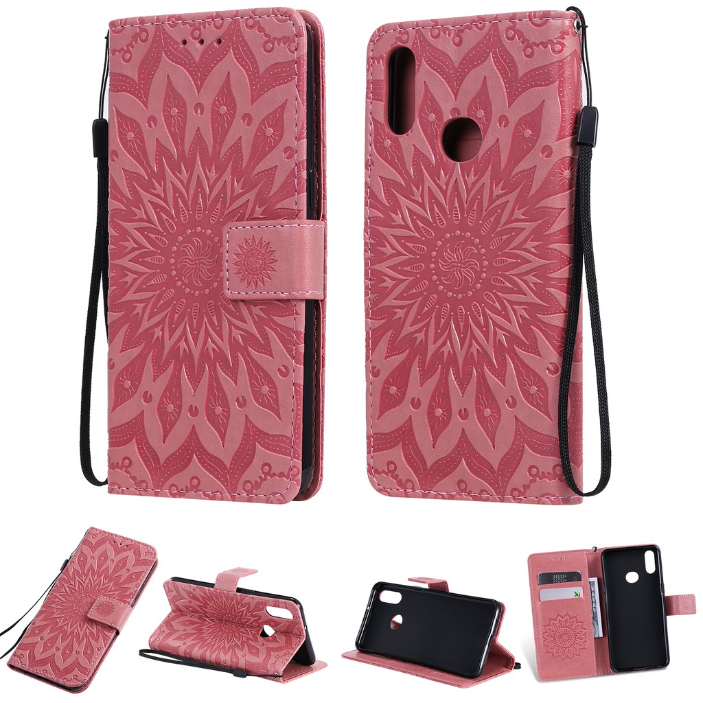 Bao da điện thoại họa tiết hoa dập nổi cao cấp cho Samsung Galaxy A10S A20S