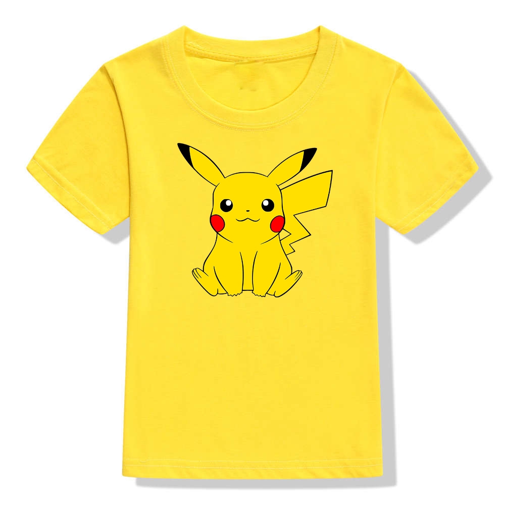 Áo Thun Tay Ngắn In Hình pikachu Dễ Thương Thời Trang Mùa Hè Cho Bé Trai Và Gái