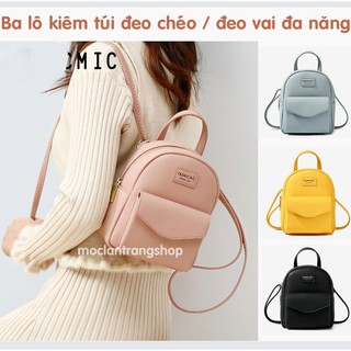 Balo mini kiêm túi đeo chéo đeo vai đa năng, kiểu dáng Hàn Quốc nhiều màu sắc kẹo ngọt, ba lô nữ nhỏ bằng da cao cấp