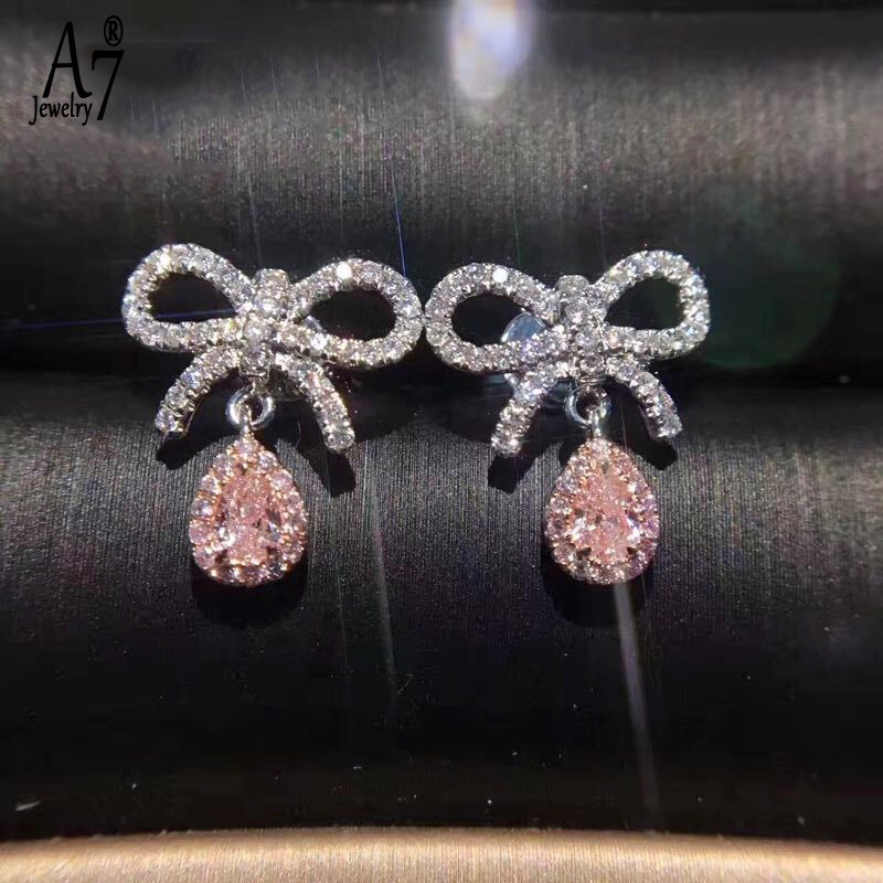 Bông tai mạ bạc 925 hình nơ đính đá xinh xắn