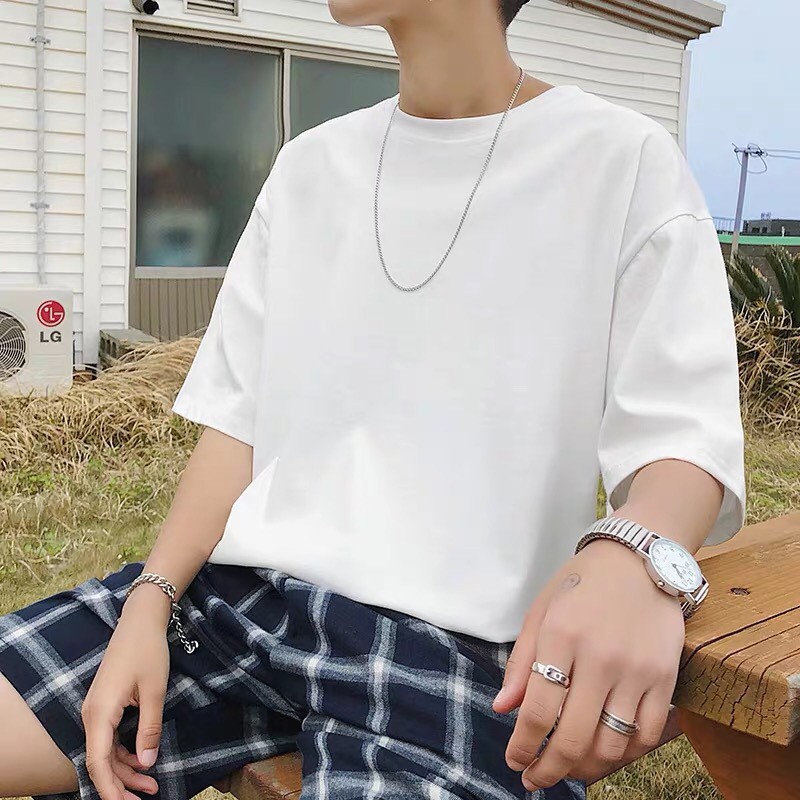 Áo thun tay lỡ unisex phông Trơn White & Black nam nữ ulzzang Wind | BigBuy360 - bigbuy360.vn