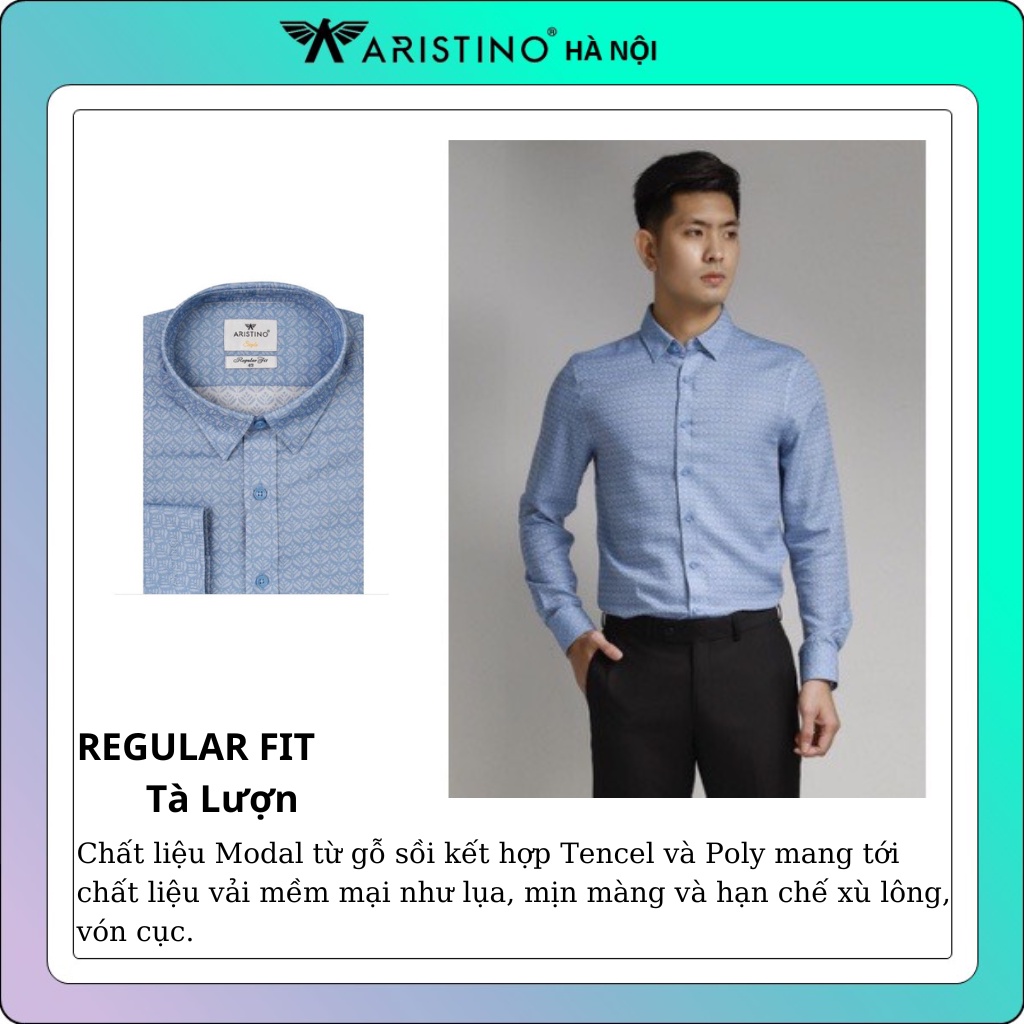 Áo sơ mi nam tay dài Aristino hoa văn cao cấp tà lượn ALS18507