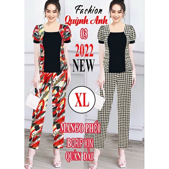 Bộ Quỳnh Anh áo borip xịn phối mango cao cấp