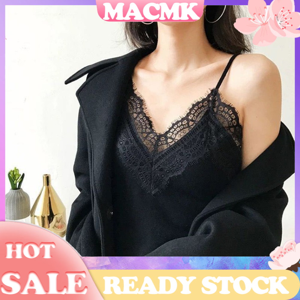 Áo Sát Nách Phối Ren Hoa Thiết Kế Cổ Chữ V Quyến Rũ