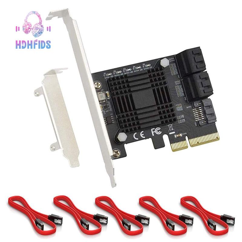 Card Mở Rộng Pcie Sang 5 Cổng Sata Iii 6 Gbps Sata Jmb585 Kèm 5 Cáp