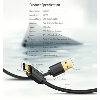 Cáp Sạc USB Type-C Cao Cấp UGREEN US141