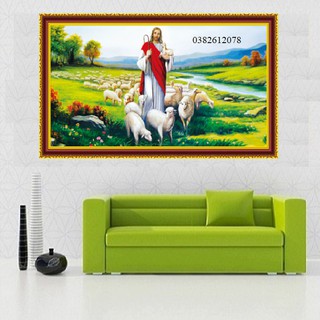 Tranh đính đá chúa jesu chăn cừu tranh chưa đính lv339