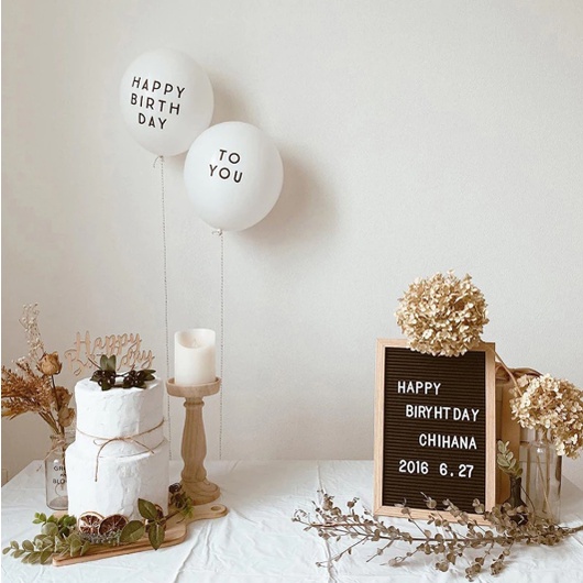 Bong bóng trắng in happy birthday- to you trang trí sinh nhật