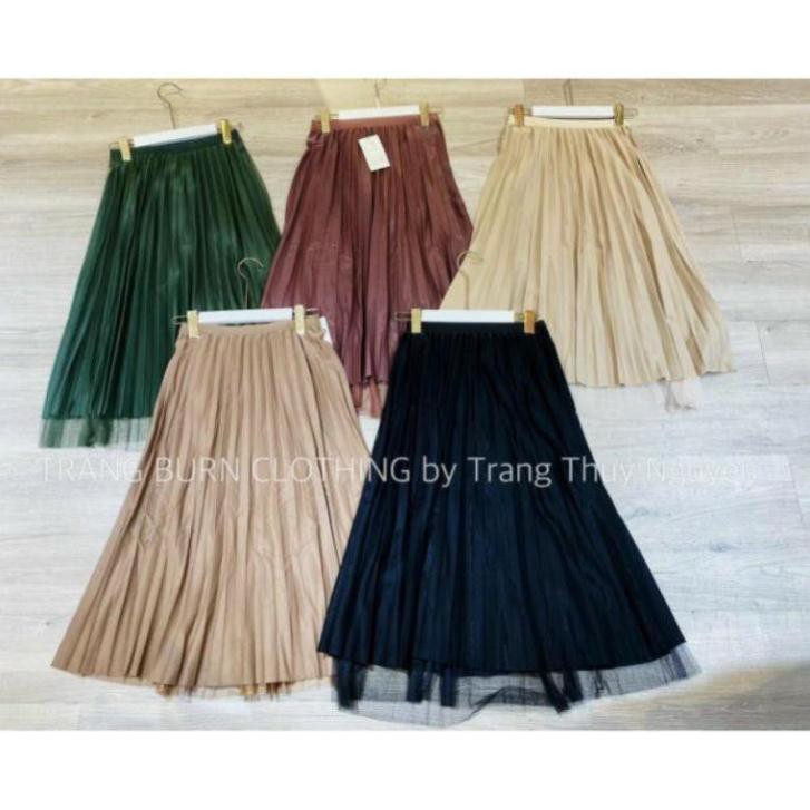 T Chân váy xếp Li dài mặc được 2 mặt