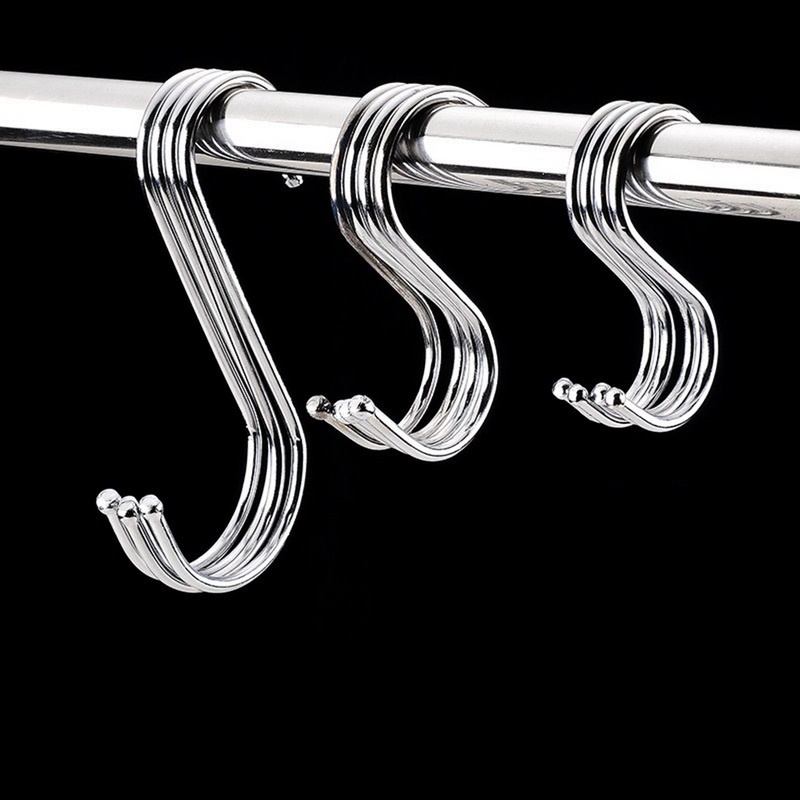 Móc Treo Đồ Hình Chữ S Bằng Thép Không Gỉ Màu Đen Đa Năng Sắp Xếp Gọn Gàng Cho Nhà Bếp / Phòng Tắm