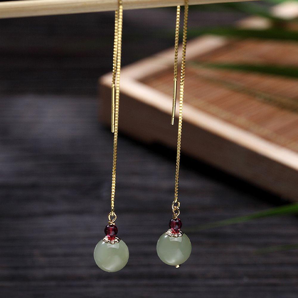 Bông Tai Dáng Dài Đính Hạt Phong Cách Vintage Thời Trang Cho Nữ