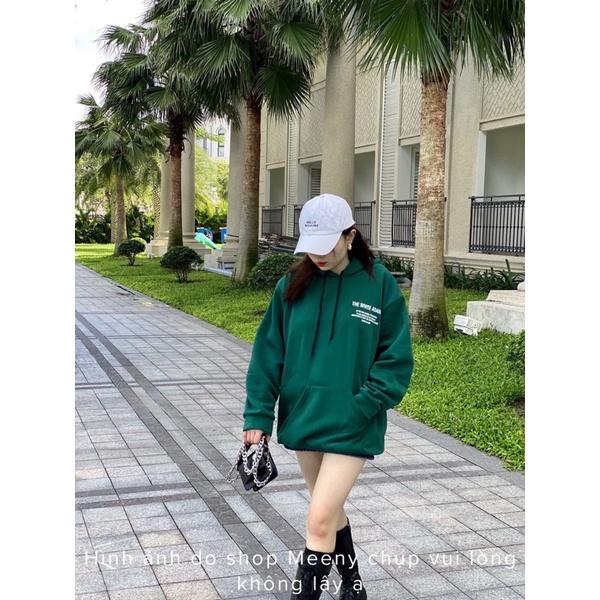 Áo Hoodie THE WHITE ADAMS In Khung Xương Nữ Meeny - Khoác Nỉ Ngoại Mũ 2 Lớp Dáng Rộng Tay Bồng Phong Cách Ullzang