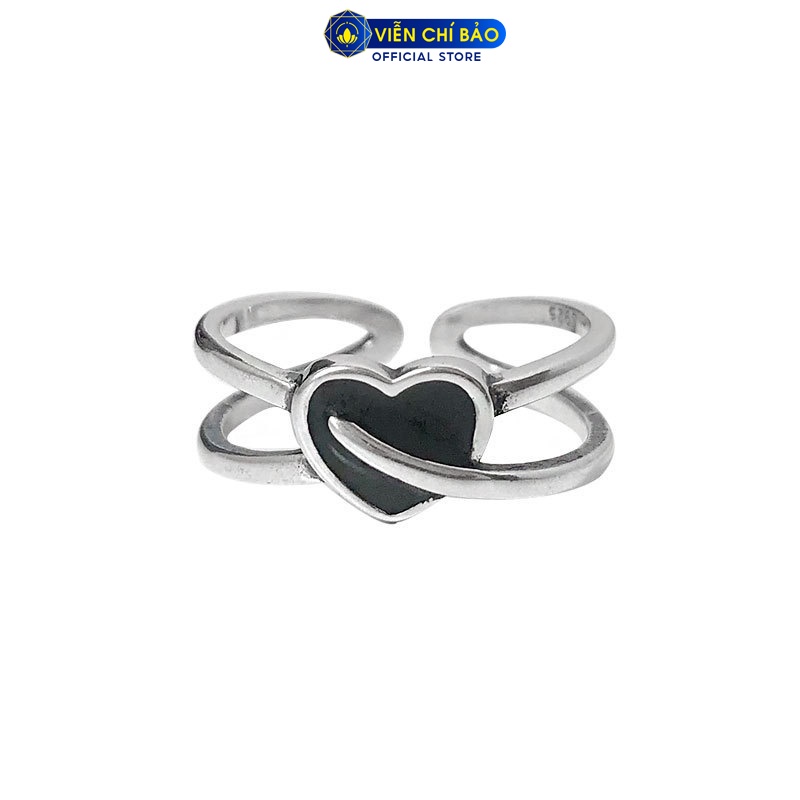 Nhẫn bạc nữ trái tim đá đen nhỏ chất liệu bạc 925 thời trang phụ kiện trang sức nữ Viễn Chí Bảo N000728
