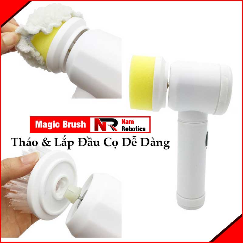 Máy Cọ Rửa Điện Magic Brush Đa Năng Pin Sạc USB, Chống Nước, Bàn Chải Vệ Sinh Bếp, Bồn Rửa, Lavabo Nhỏ Gọn Tiện Lợi