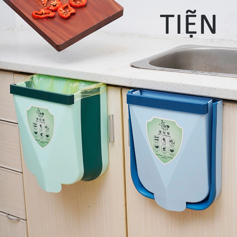 9L Thùng Rác Gấp Gọn Thông Minh Có Ngăn Để Túi Đựng Rác Tiện Lợi, Dùng Để Treo Tủ Bếp Dung Tích-GM-XGJLT001
