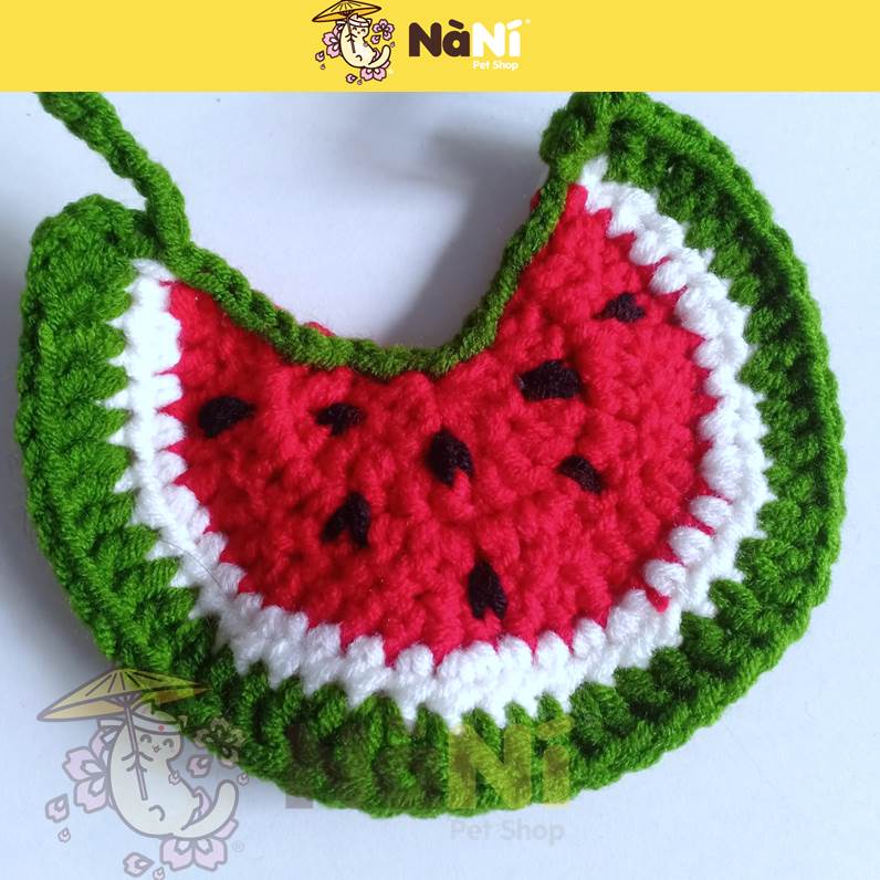 Yếm len móc cho chó mèo xinh xỉu  kiêm vòng cổ mèo - Yếm đan móc handmade - Nà Ní Pet Shop