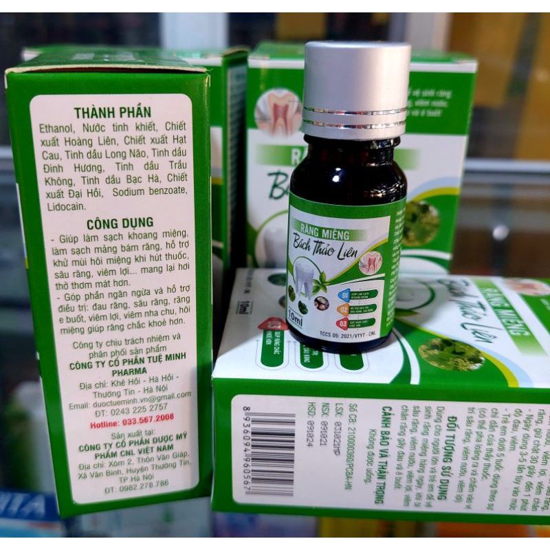 DUNG DỊCH RĂNG MIỆNG BÁCH THẢO LIÊN 10ml hỗ trợ làm sạch khoang miệng, giảm sâu răng, viêm lợi, giúp răng chắc khỏe