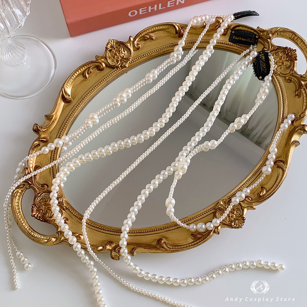 [CÓ SẴN] Kẹp tóc dây tua rua đính ng.ọc trai