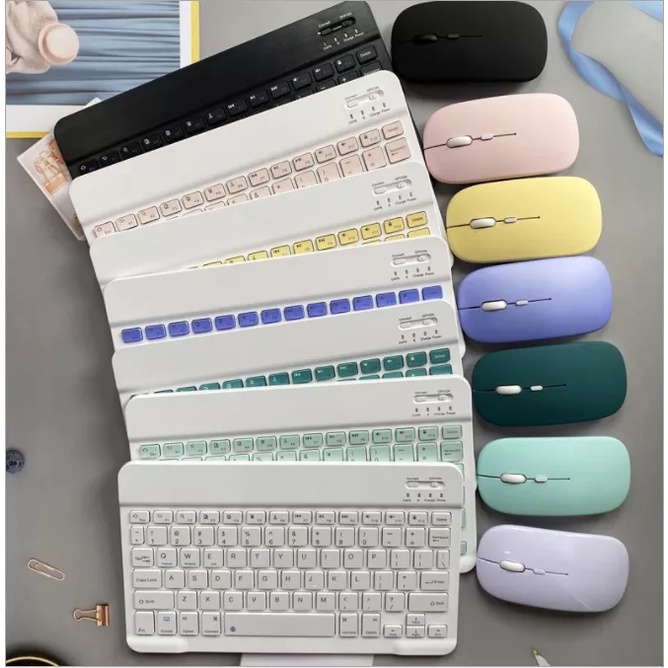 Bộ Bàn Phím Và Chuột Bluetooth Không Dây 10 Inch 78 Phím Cho Điện Thoại Di Động Android iPad Laptop