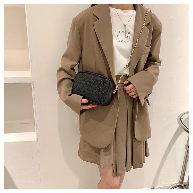 Túi Đeo Chéo Hình Vuông Nhỏ Màu Trơn Họa Tiết Hình Thoi NB00266