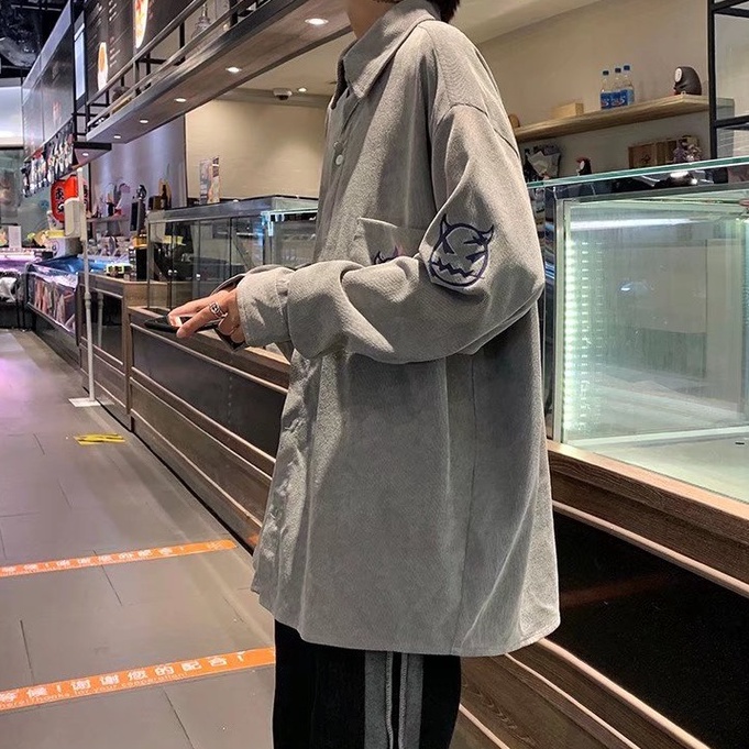 Áo Sơ Mi Nam Nhung Kẻ Dài Tay In Hình Giản Dị Thời Trang Hàn Quốc Dành Cho áo sơ mi nam form rộng đồ đôi nam nữ  áo sơ mi tay dài unisex áo sơ mi caro nữ