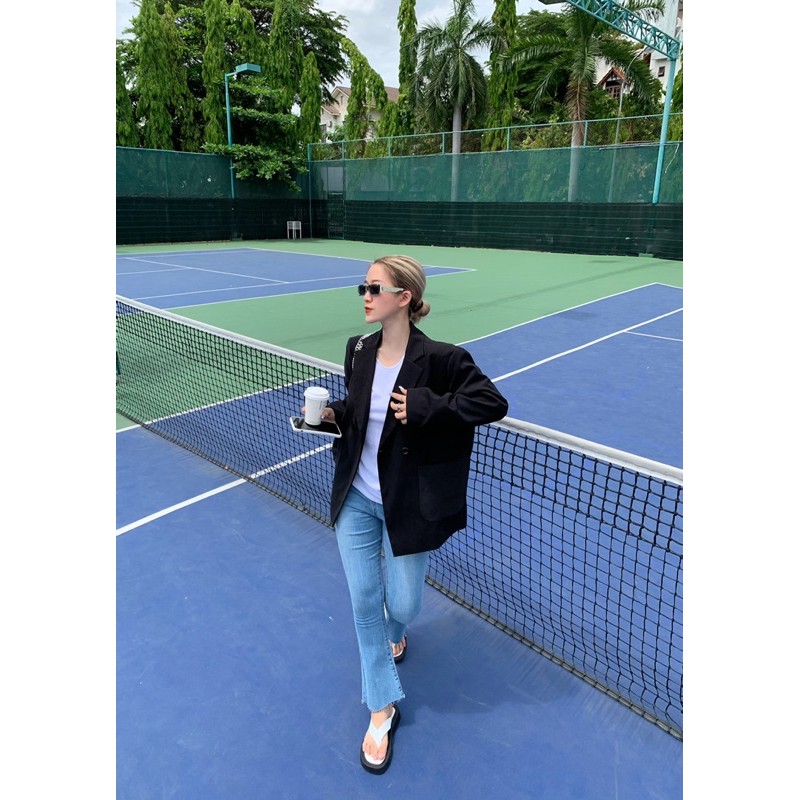 quần jeans ống loe LEN cắt lai màu nhạt 7401