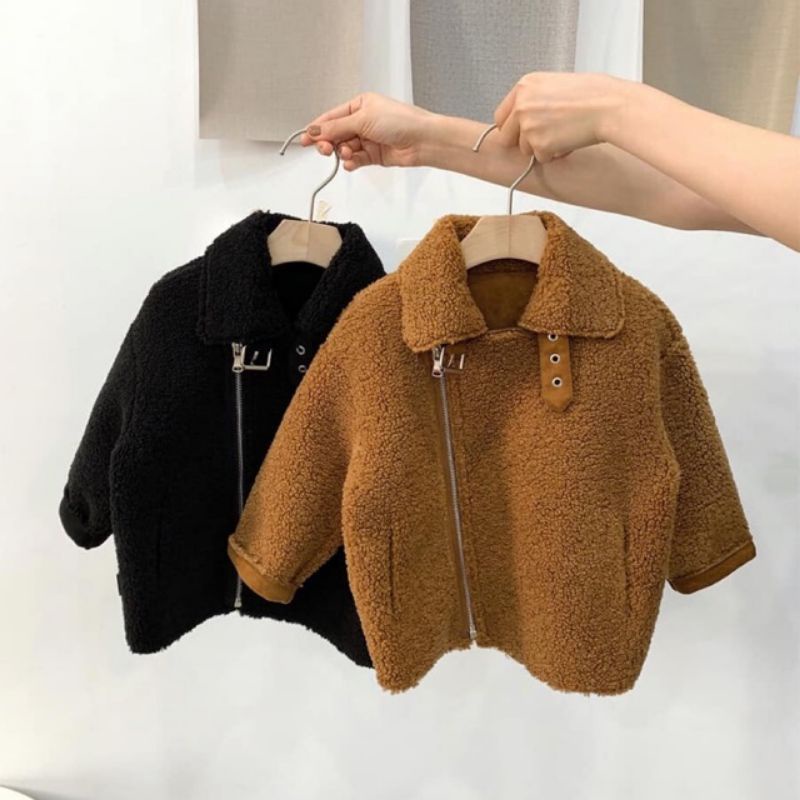 Áo khoác lông cừu chất lừ cho bé trai/ bé gái diện Tết