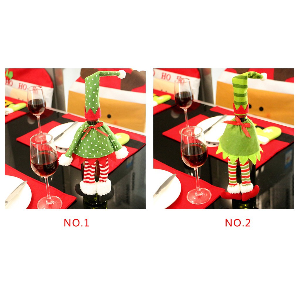 Vỏ bọc chai rượu trang trí bàn ăn Giáng Sinh