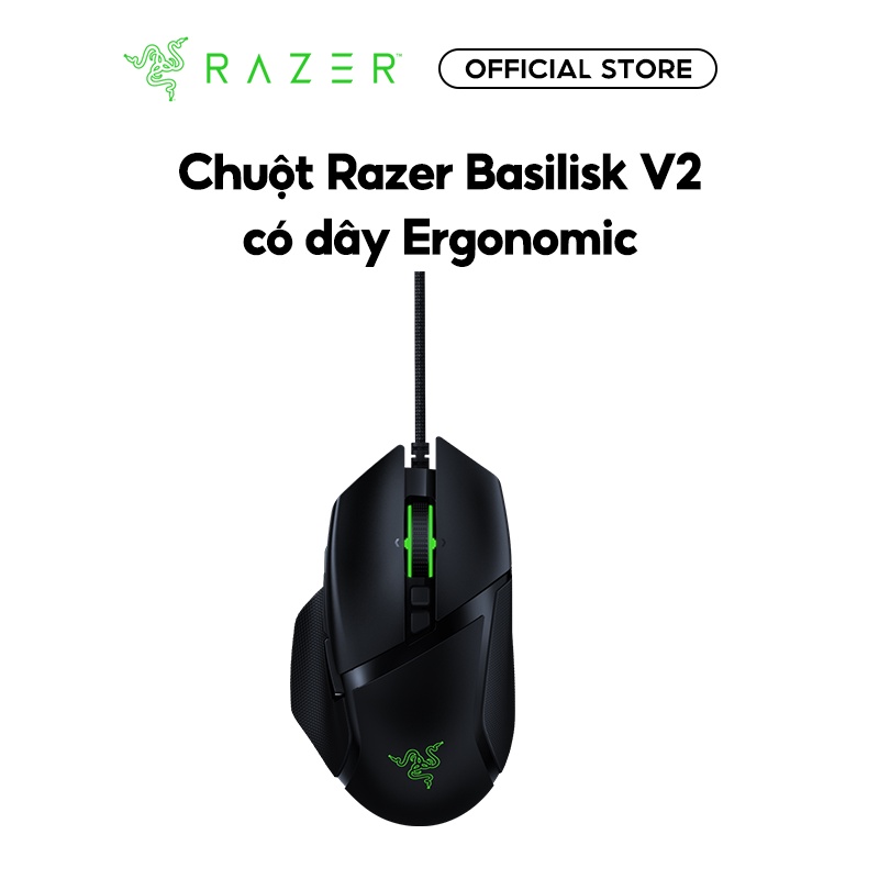 Chuột Có Dây Razer Basilisk V2 Ergonomic Có Dây - Hàng Chính Hãng - Bảo Hành 24 Tháng