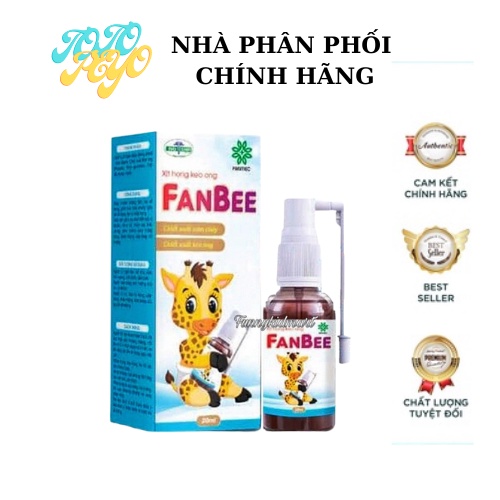 Xịt Họng Keo Ong FanBee (20ml) - Giảm nhiệt miệng, ngứa cổ họng, hôi miệng