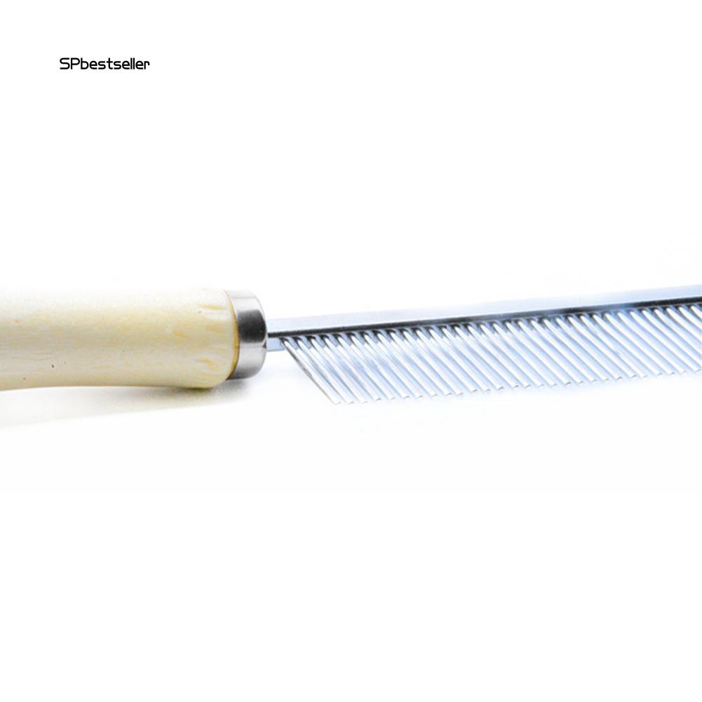 Lược chải lông cho thú cưng bằng thép không gỉ cán gỗ làm sạch răng