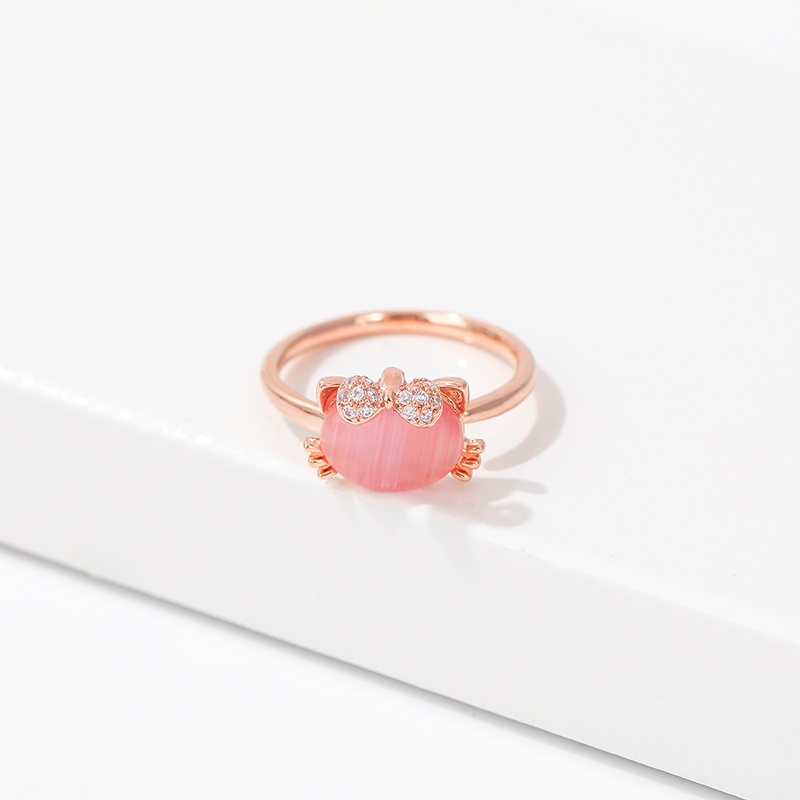 [Jiudolan] Nhẫn Opal Hình Mèo Dễ Thương Có Thể Điều Chỉnh Kích Cỡ Cho Nữ