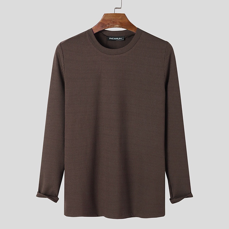 Áo thun INCERUN tay dài thiết kế đơn giản cho nam