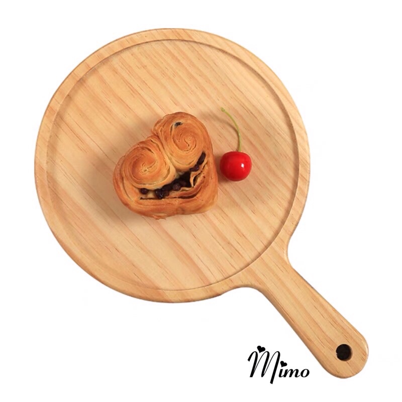 Thớt gỗ decor hình tròn có tay cầm phụ kiện trang trí, chụp ảnh, khay trà bánh, đựng pizza...2 kích thước lựa chọn