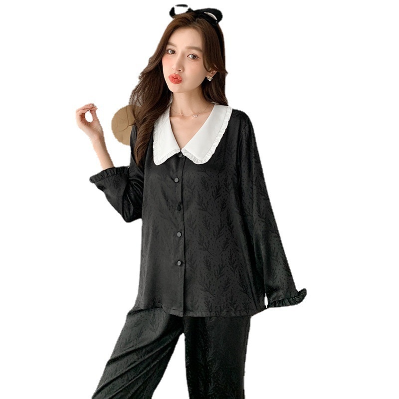 Bộ Đồ Ngủ Tay Dài Chất Lụa Thời Trang Xuân Thu Xinh Xắn Cho Nữ