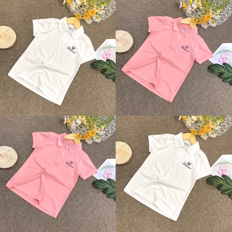 Áo cotton cộc tay có cổ bé gái size đại đến 50kg