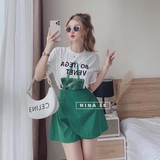 Sét phông short xanh lá nina le