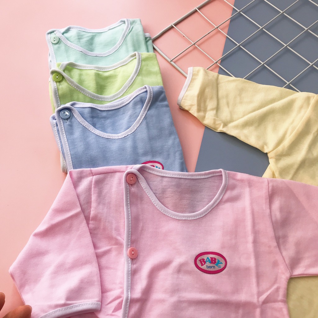 Áo sơ sinh dài tay baby born cho bé trai và bé gái chất cotton 100% an toàn cho bé - Ahimom