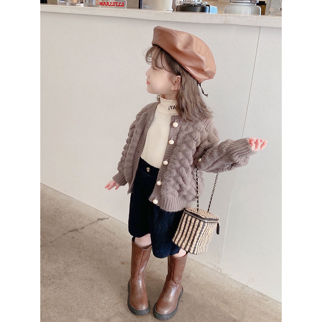 Áo khoác cardigan dệt kim phong cách phương Tây thời trang xuân thu Hàn Quốc độc đáo cho bé