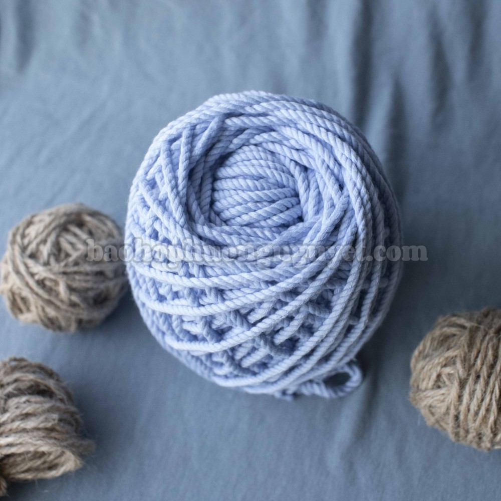 dây thừng cotton làm handmade, macrame, decor màu xanh đại dương size 3mm