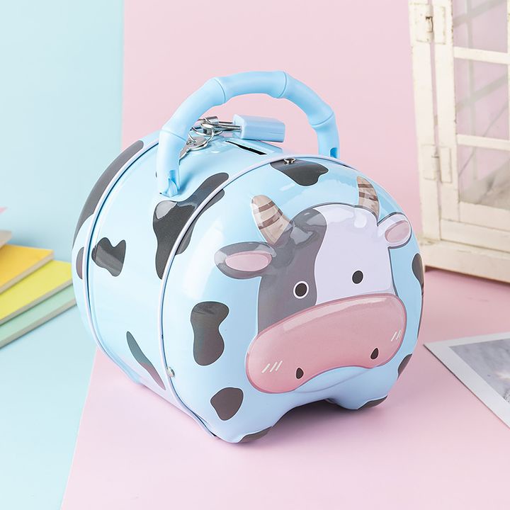 Két sắt mini hình con bò sữa dễ thương giúp các bé tiết kiệm