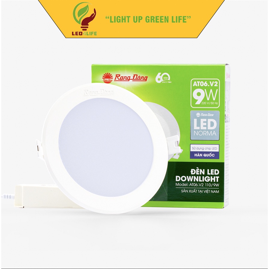Đèn LED âm trần downlight Rạng Đông Model AT06 khoét trần 90mm các loại công suất
