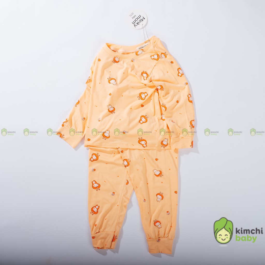 Đồ Bộ Bé Trai, Bé Gái Minky Mom Vải Thun Lạnh Hươu Xanh Sư Tử Vàng, Bộ Dài Tay Cho Bé Mặc Thu Đông MKMTD2141