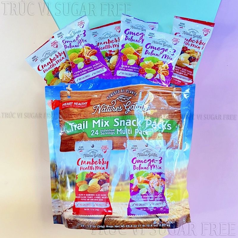 Hạt Trail Mix Nature's Garden ( Hạt và trái cây sấy ) không tẩm đường