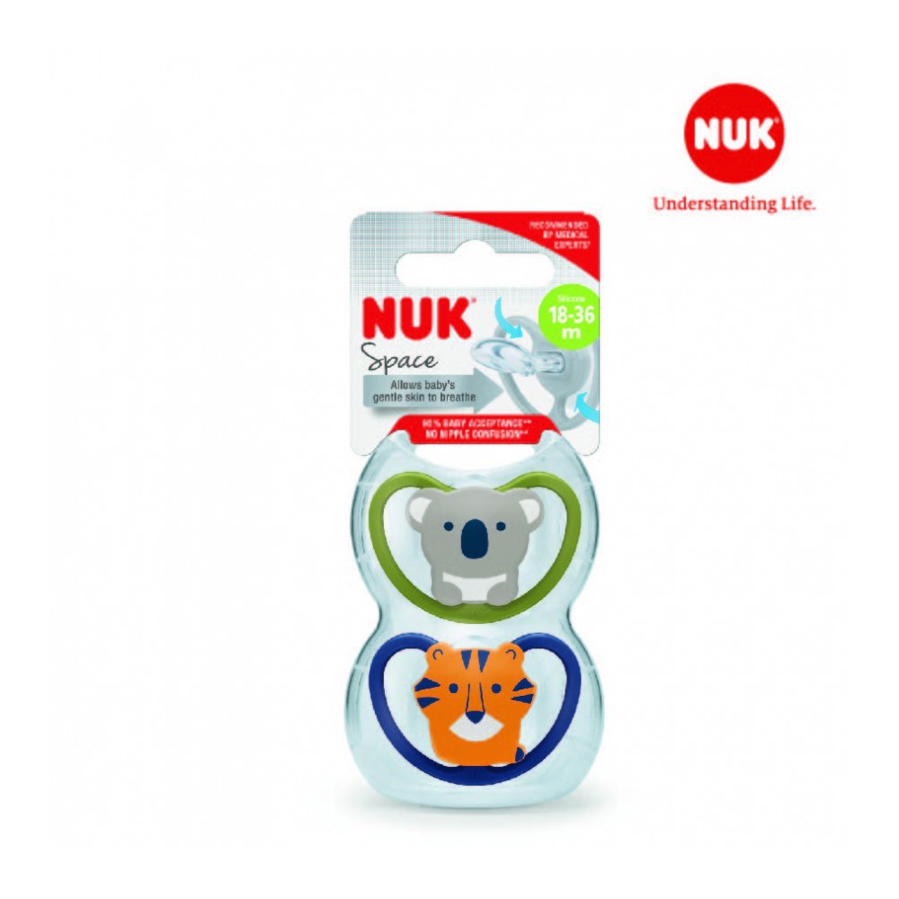 (Chính hãng) Bộ 2 ti giả NUK Space Silicone từ 0-36m