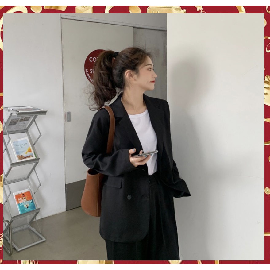 Áo Blazer Trơn 1 Lớp Phong Cách Hàn Quốc Trẻ Trung